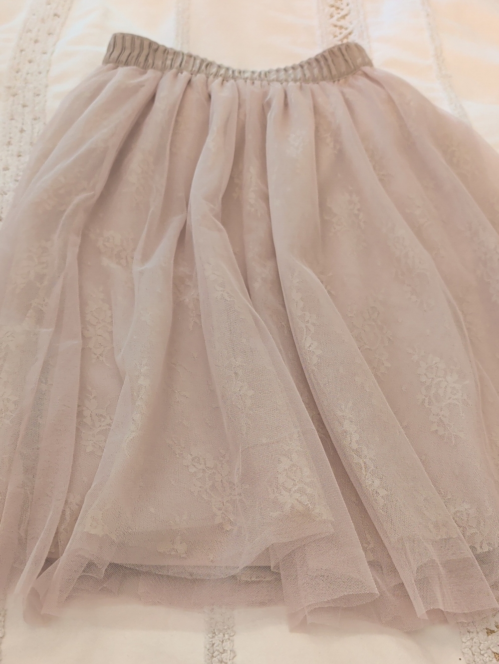 Alya Pale Taupe Lace Tulle Skirt